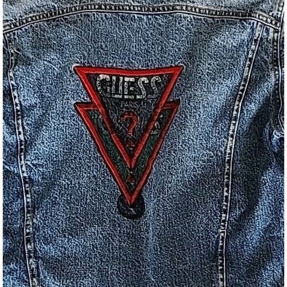 Vintage 80s Georges Marciano for GUESS? Womens Med Jean Jacket Triangle x2 Rare - Picture 13 of 16